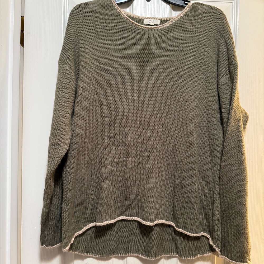 Easel Olive Crew Neck Sweater